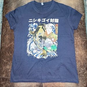 The Cat and Koi Fish Crew Neck Unisex New Tee